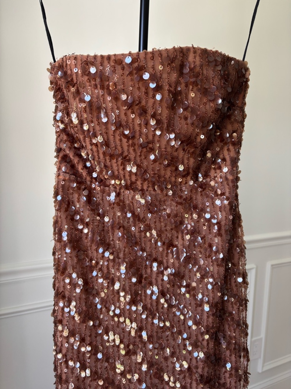 Camila Coelho Strapless Sequin Maxi Dress in Brown. SIZE XXS - Picture 6 of 10